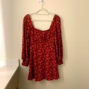 Red Floral Off-the-Shoulder Dress